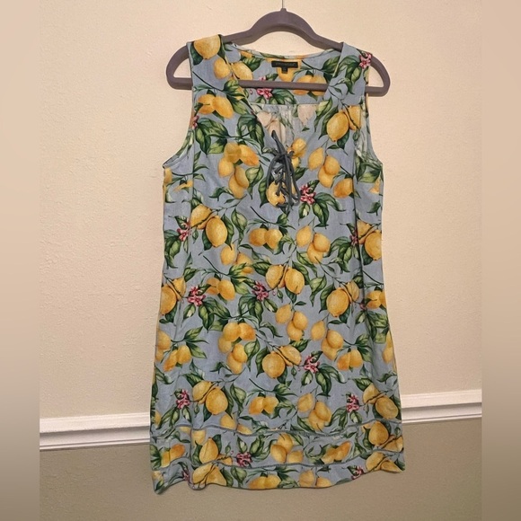 For Cynthia Dresses & Skirts - Linen Viscose For Cynthia Lemon Hibiscus Floral Sleeveless Knee Length Dress